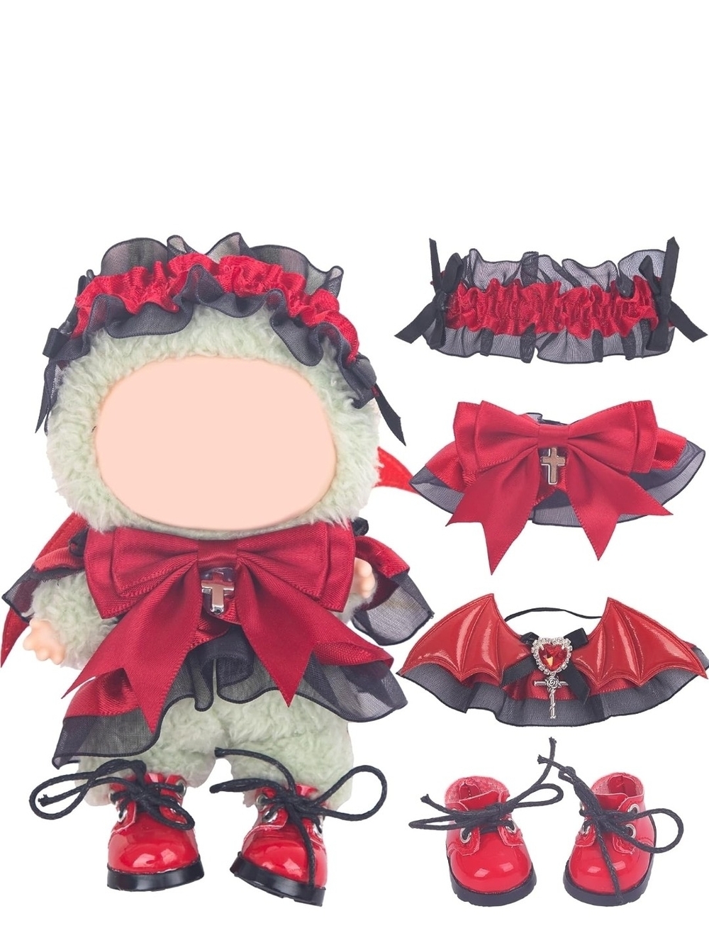Labubub Red and Black Gothic Outfit 4pc Set-NWT!